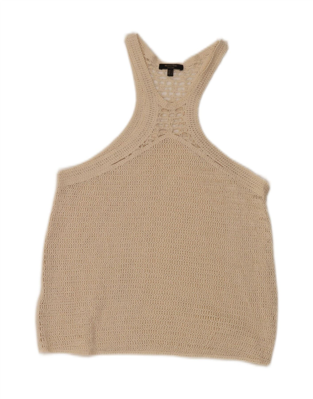 Женский вязаный крючком жилет Massimo Dutti UK 10, маленький бежевый