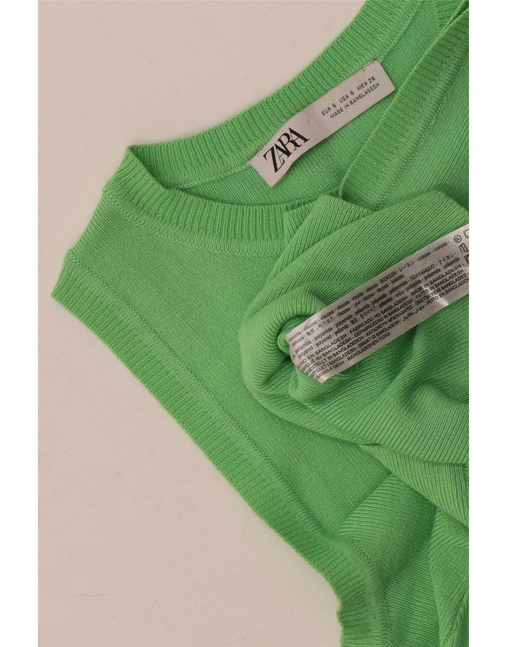 Женский укороченный жилет Zara UK 8, маленький зеленый из вискозы