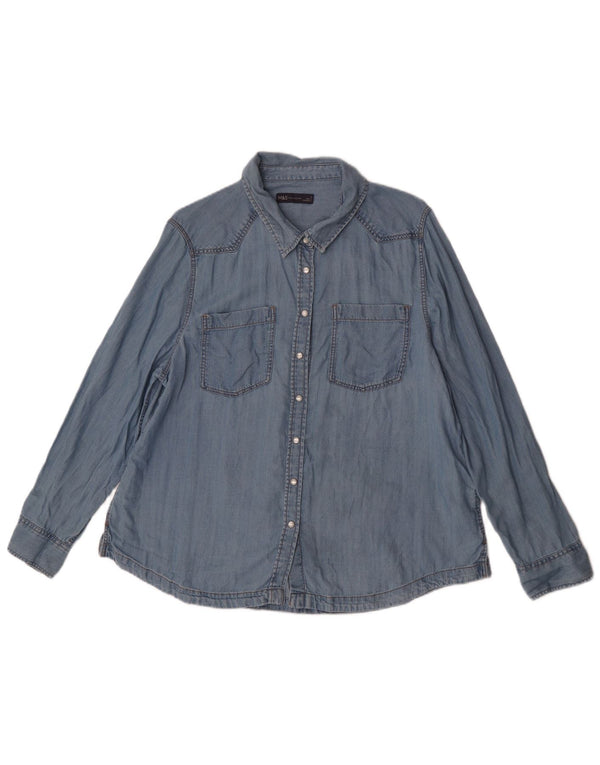 Женская джинсовая рубашка Marks & Spencer UK 18 XL синяя из лиоцелла
