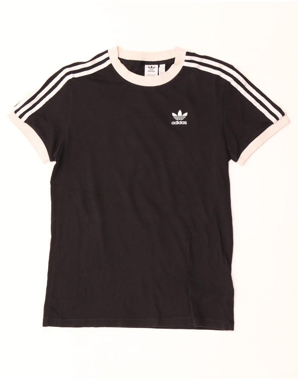 Женская футболка оверсайз Adidas Top UK 4 XS, черный хлопок с цветными блоками