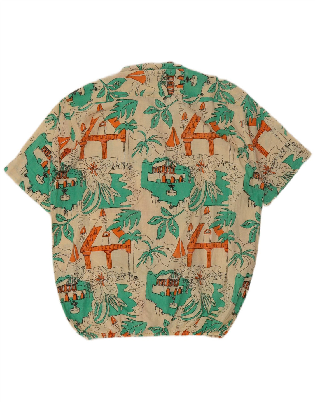 Винтажная мужская рубашка с сумасшедшим узором, размер 41/42, большая разноцветная гавайская рубашка