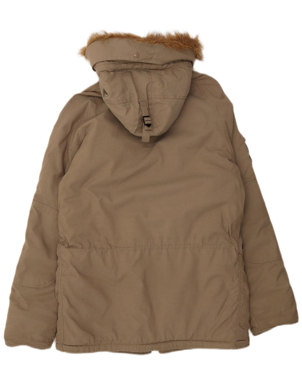 Мужская парка Alpha Industries с капюшоном UK 40, большая, бежевая, полиэстер