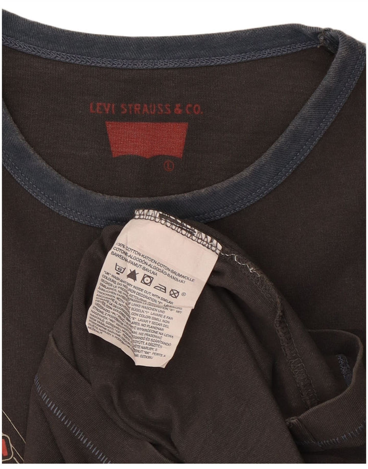 Мужская футболка с рисунком Levi's, большой серый хлопок