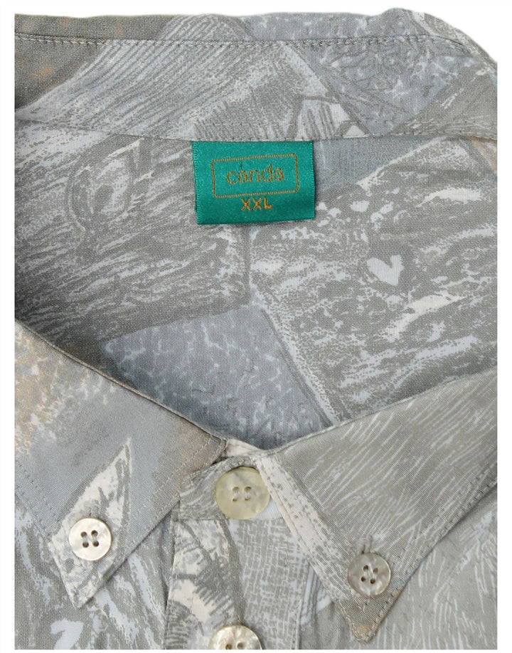 CANDA Мужская рубашка-пуловер с короткими рукавами и абстрактным узором 2XL, синяя вискоза