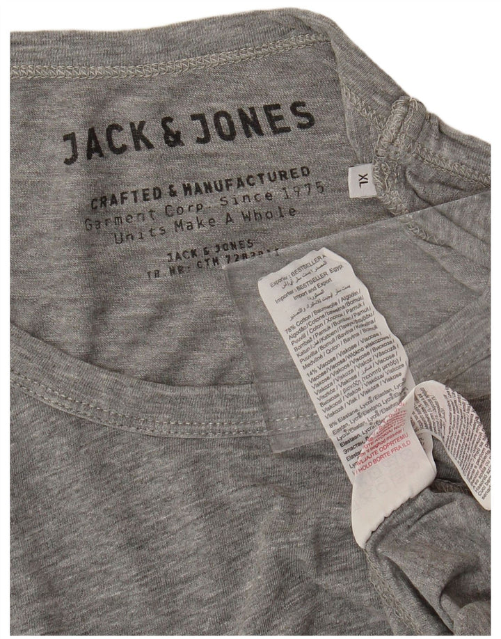 JACK & JONES Mens T-Shirt Top XL Grey Cotton