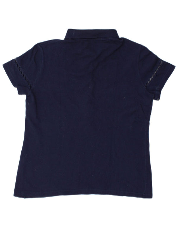 Женская рубашка-поло Lacoste, размер 46 XL, темно-синяя, хлопок