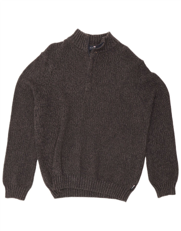 Мужской джемпер с воротником на молнии Mark & Spencer Blue Harbour, средний серый шелковый