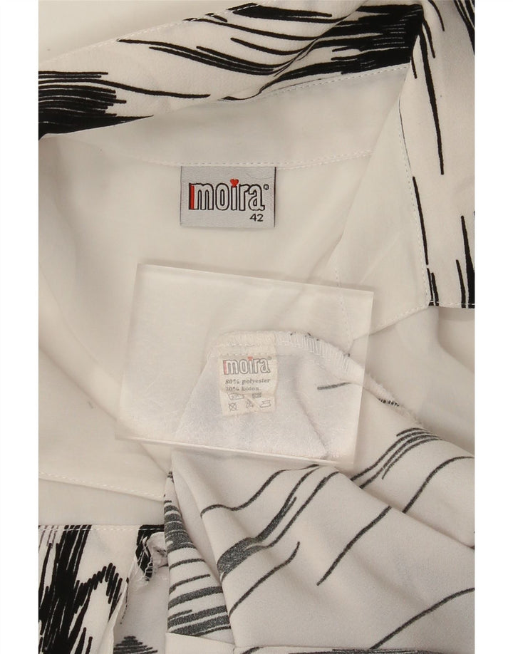 Винтажная женская блузка-рубашка с рукавом 3/4 IT 42, средний полиэстер в белую полоску