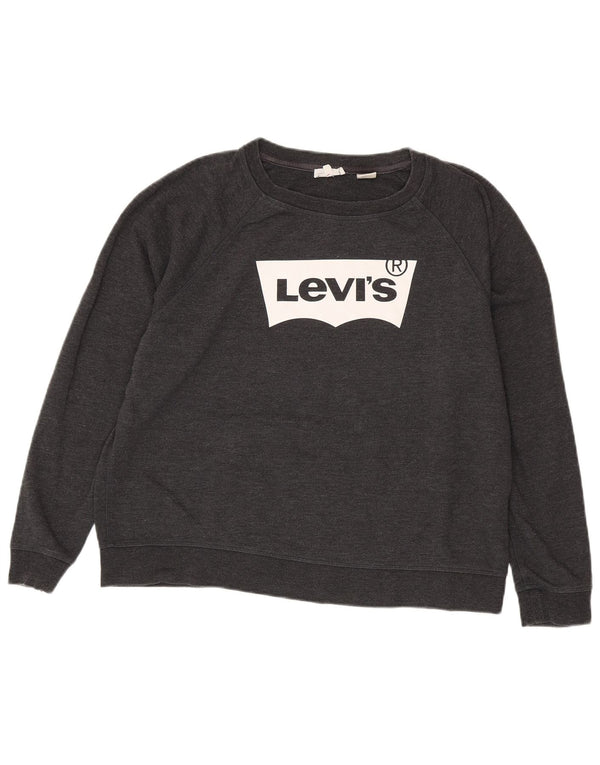 Женский свитер с рисунком Levi's, джемпер UK 18 XL, серый хлопок