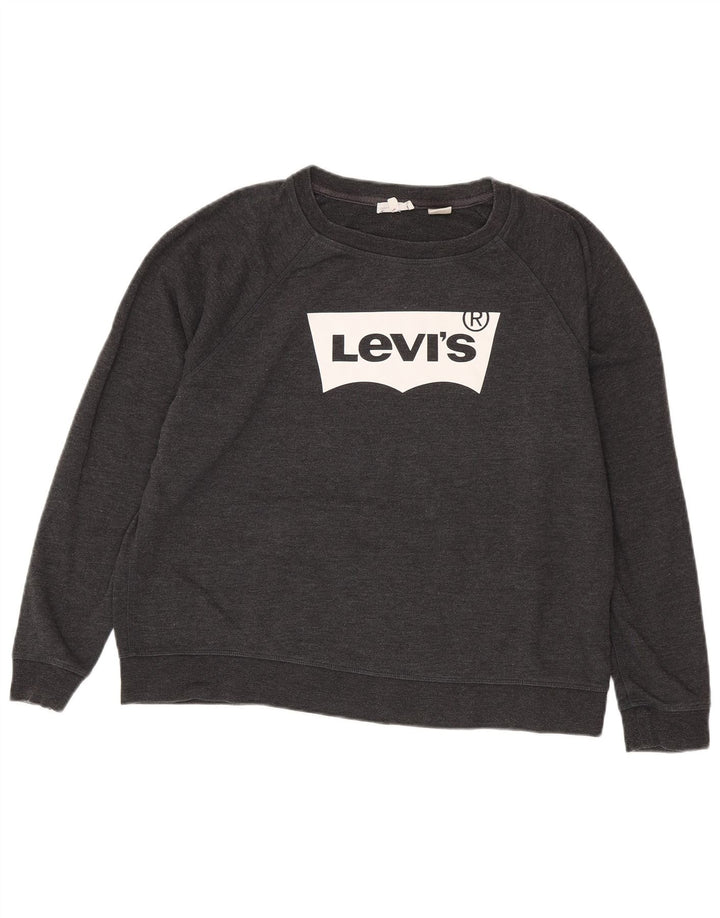 Женский свитер с рисунком Levi's, джемпер UK 18 XL, серый хлопок