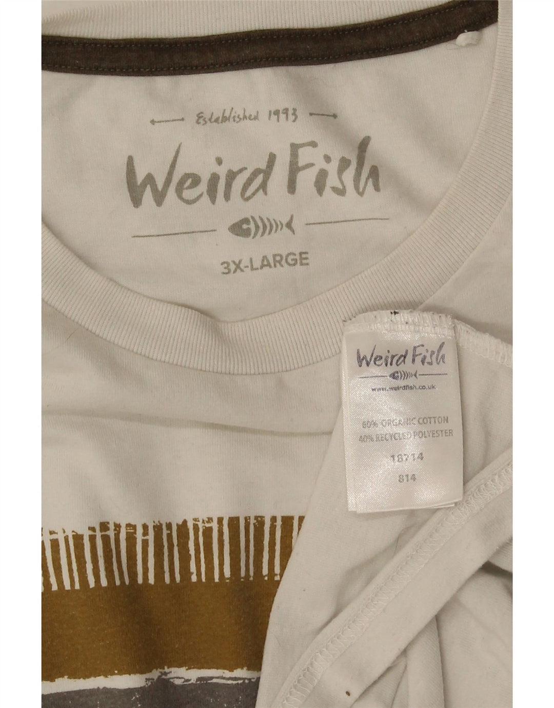 Мужская футболка с рисунком WEIRD FISH, размер 3XL, белый хлопок