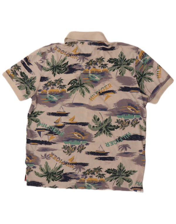 Мужская рубашка-поло с рисунком Tommy Hilfiger XL, белая хлопковая гавайская рубашка