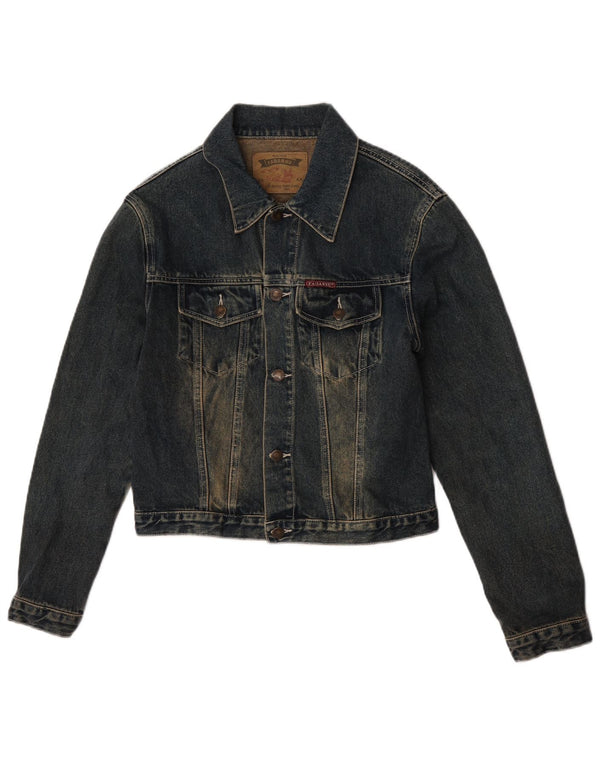 Винтажная женская джинсовая куртка UK 14, средний темно-синий хлопок, хлопок