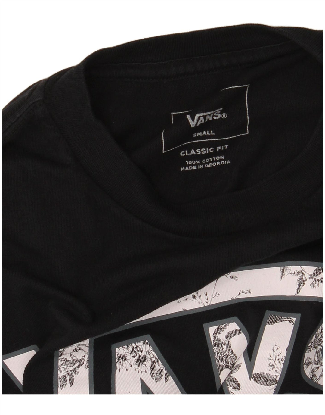 Мужской топ Vans классического кроя с рисунком и длинными рукавами, маленький черный хлопок