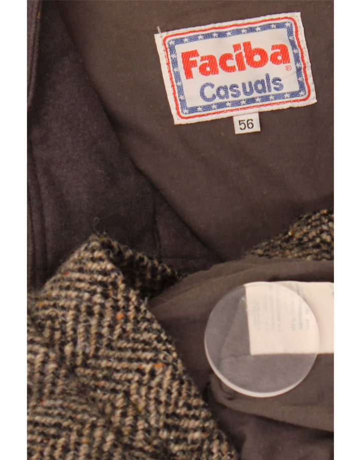 Мужская куртка-бомбер Faciba IT 56 3XL Коричневая шерсть с цветными блоками