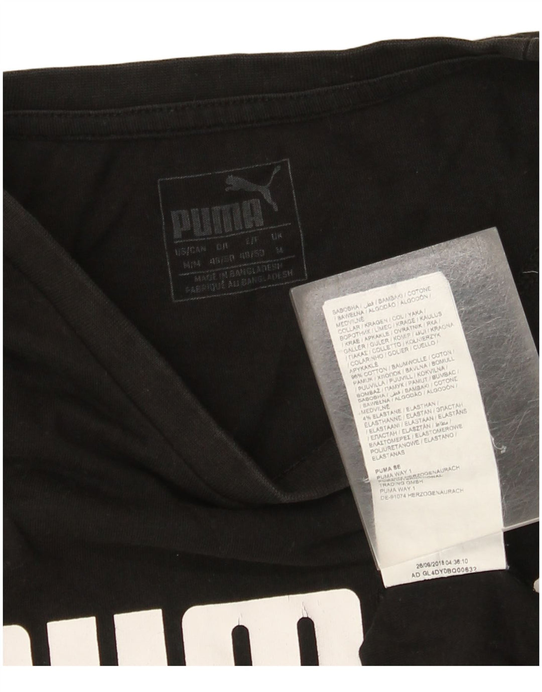 Мужская футболка с рисунком Puma, черный хлопок, средний размер
