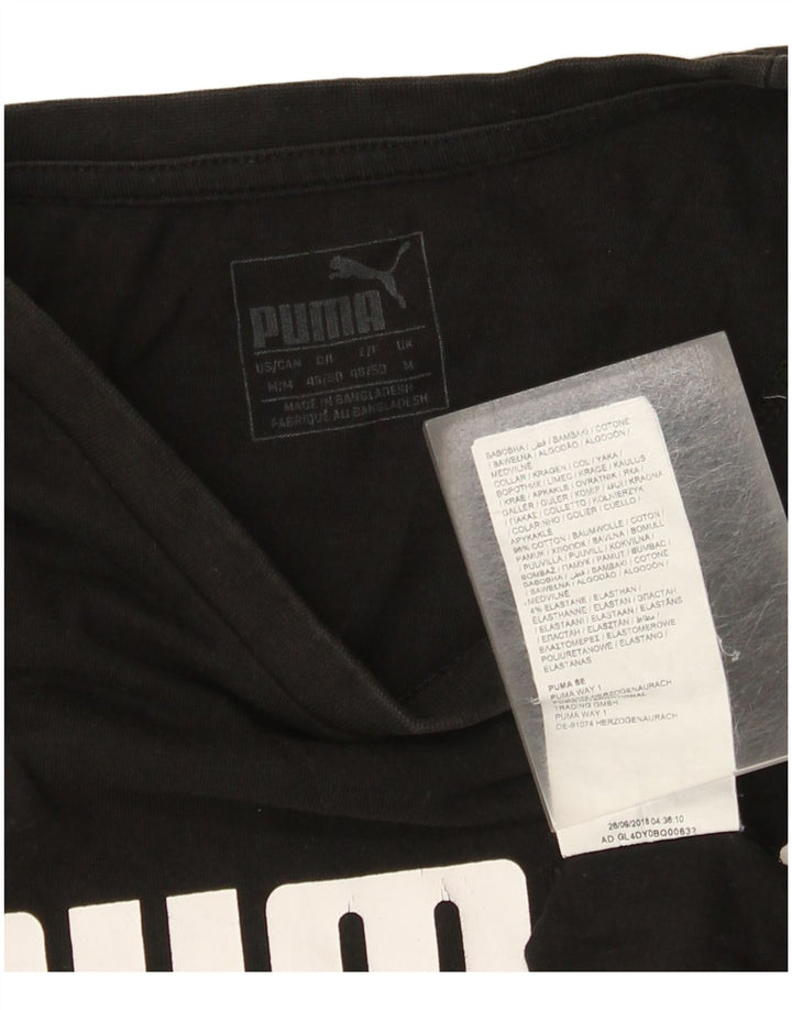Мужская футболка с рисунком Puma, черный хлопок, средний размер