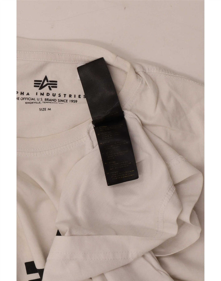 Мужская футболка с рисунком Alpha Industries, средний белый хлопок, белый цвет