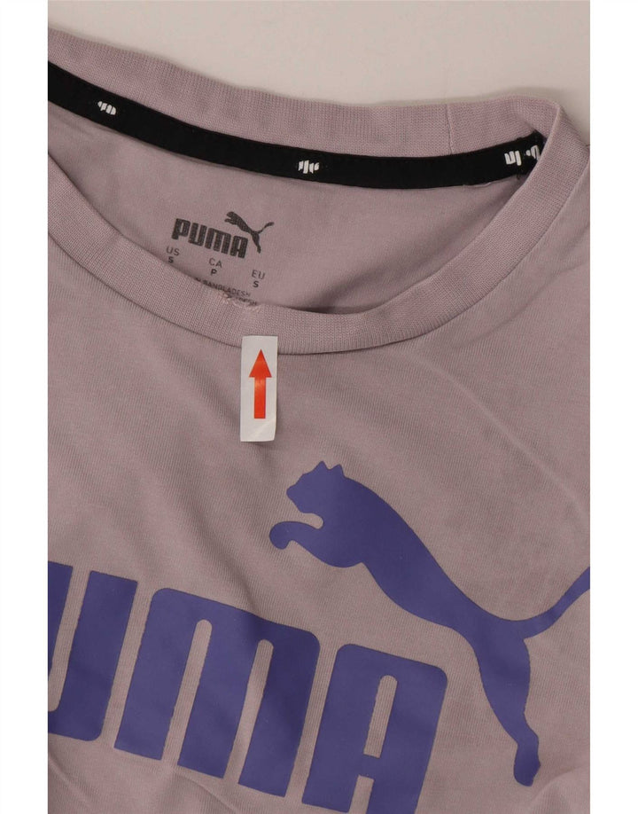 Женская укороченная футболка с рисунком Puma UK 10, маленькая серая