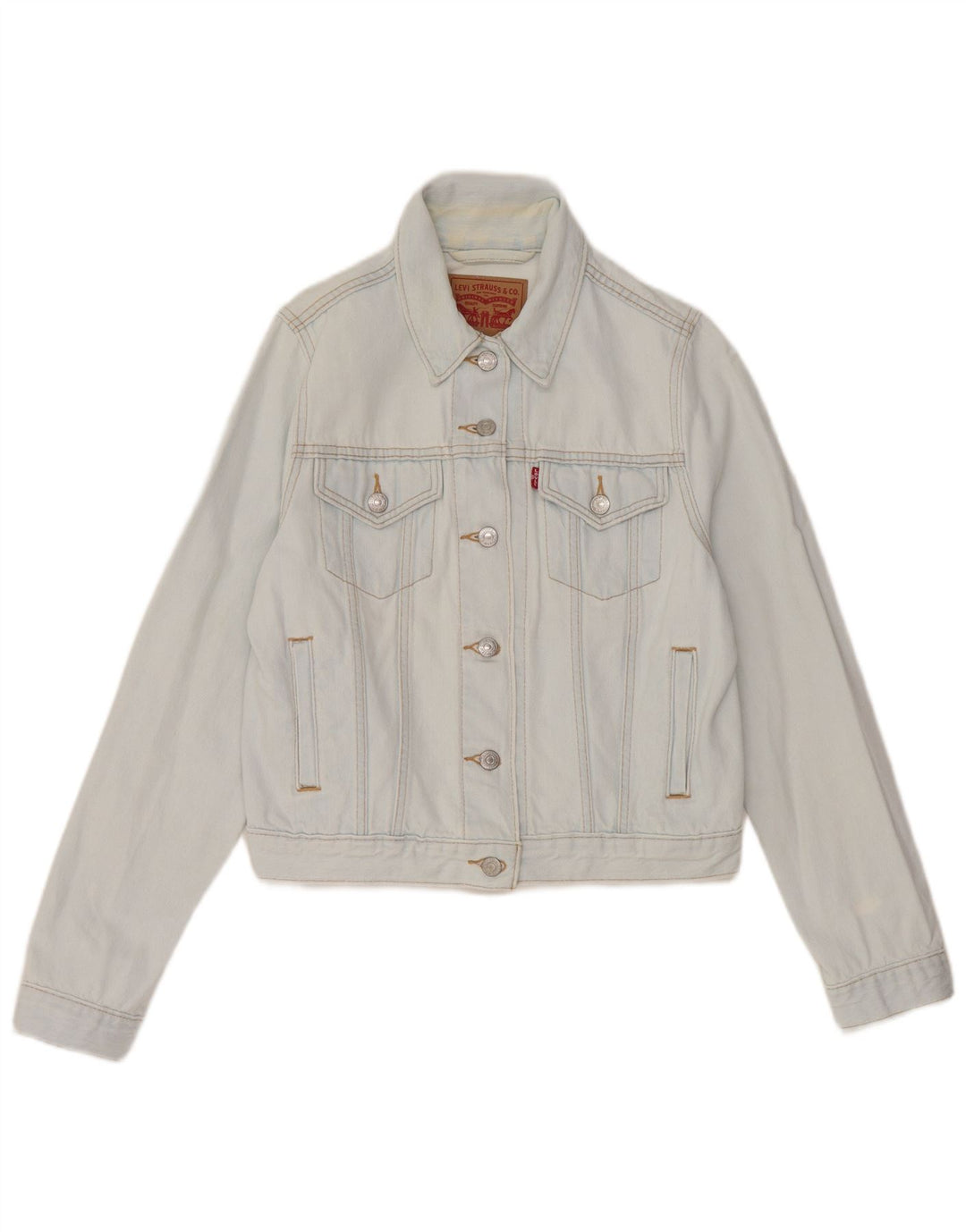 Женская укороченная джинсовая куртка Levi's UK 12, хлопок среднего синего цвета