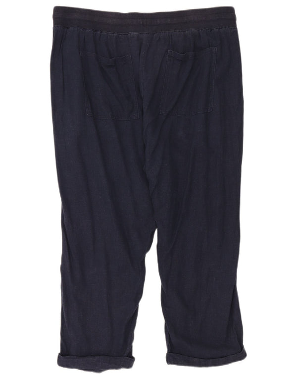 Женские укороченные брюки M&Co UK 18 XL W38 L24 Темно-синие льняные
