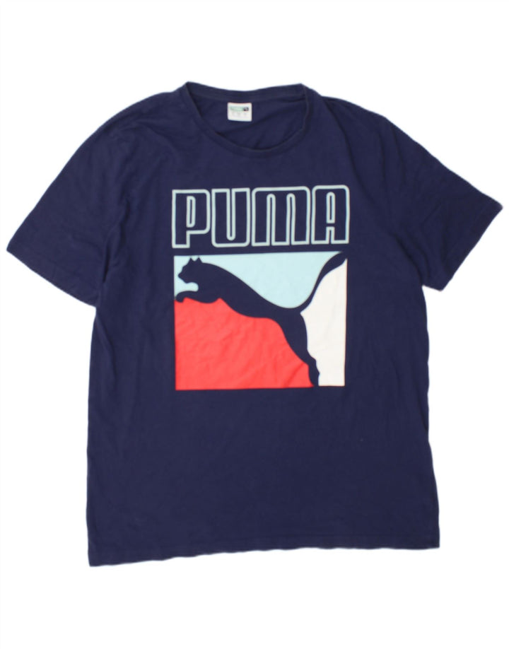 Мужская футболка с рисунком Puma, большой темно-синий хлопок