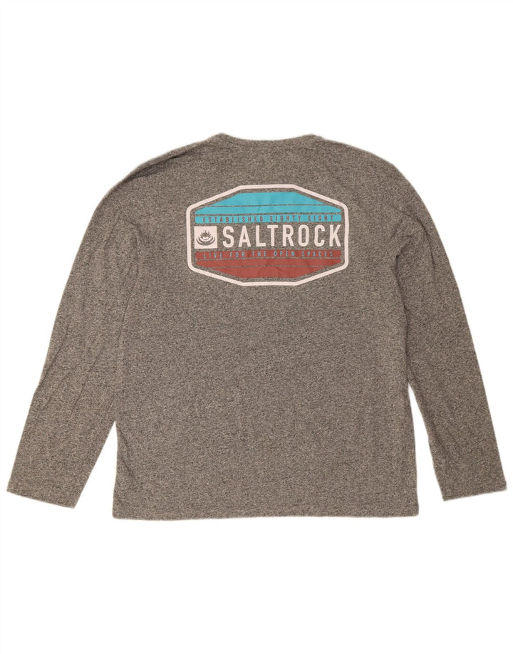 Мужская футболка с рисунком Saltrock с длинным рукавом, средний серый хлопок с крапинками