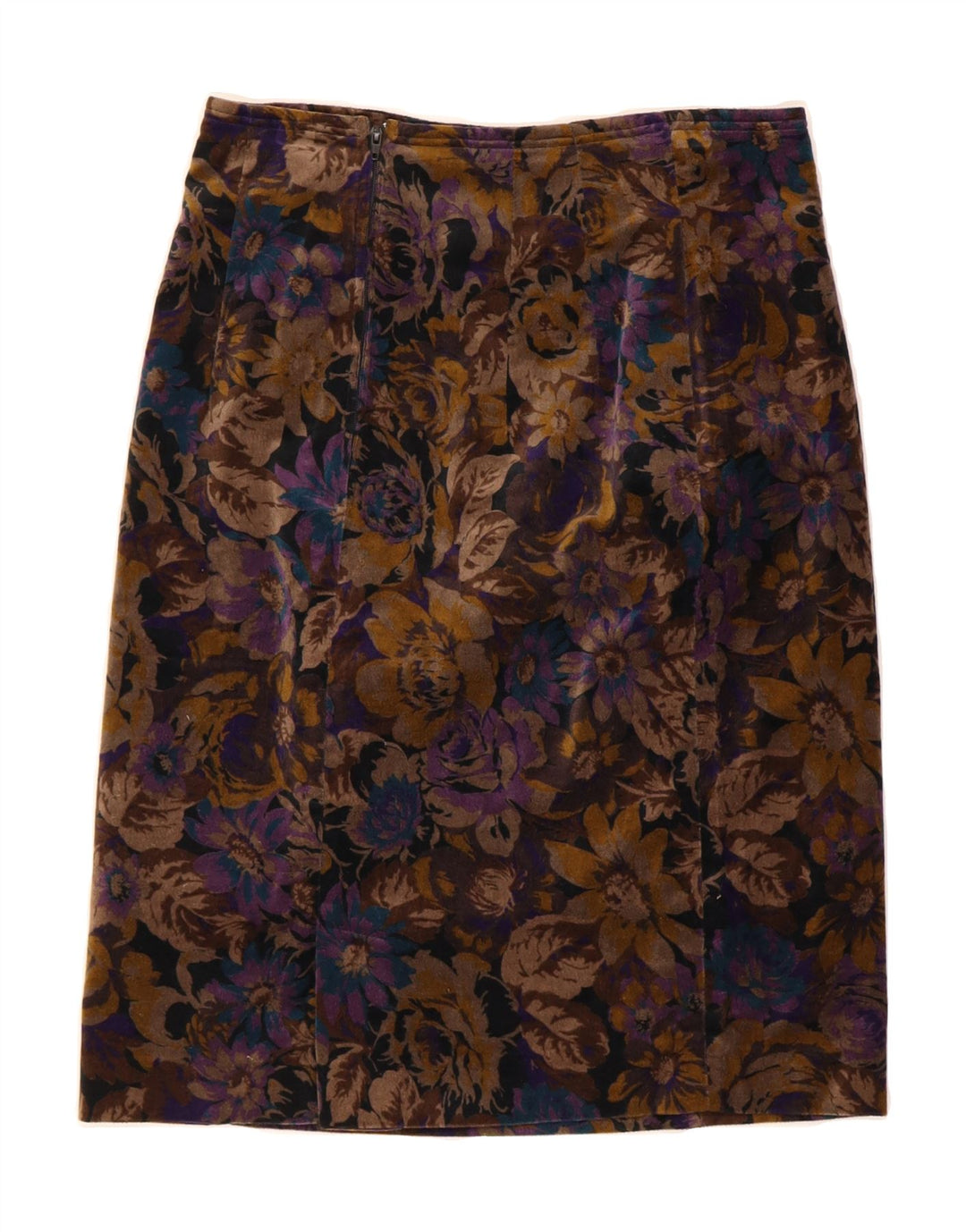 ANDREA MARE Womens Straight Skirt Medium W28  Brown Floral Cotton Vintage Andrea Mare and Second-Hand Andrea Mare from Messina Hembry 