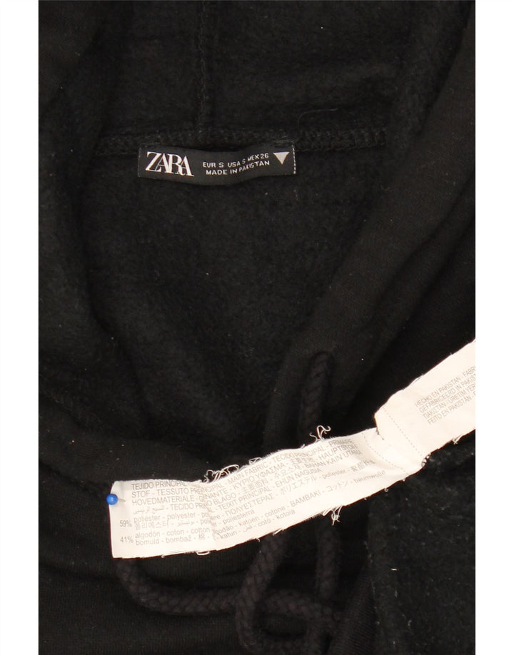 Женский джемпер с капюшоном оверсайз Zara UK 10, маленький черный полиэстер