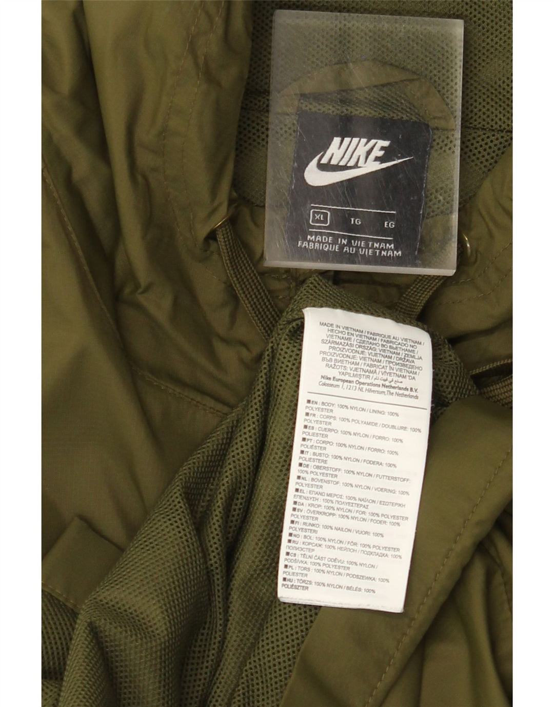 Мужская дождевик с капюшоном NIKE UK 42 XL, хаки, нейлон