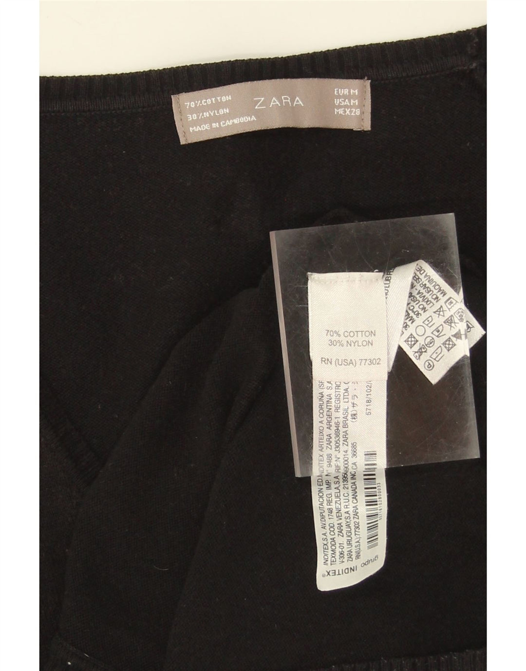 ZARA Womens Crop Cardigan Sweater UK 12 Medium Black Cotton Vintage Zara and Second-Hand Zara from Messina Hembry 