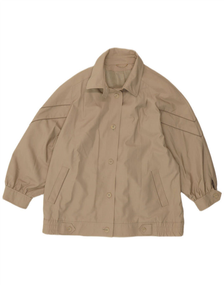VINTAGE Womens Bomber Jacket UK 14 Medium Beige Polyester