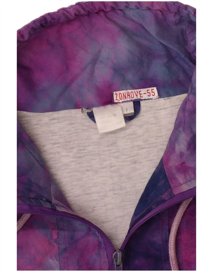 Винтажный женский спортивный костюм, верхняя куртка UK 16, большой разноцветный тай-дай