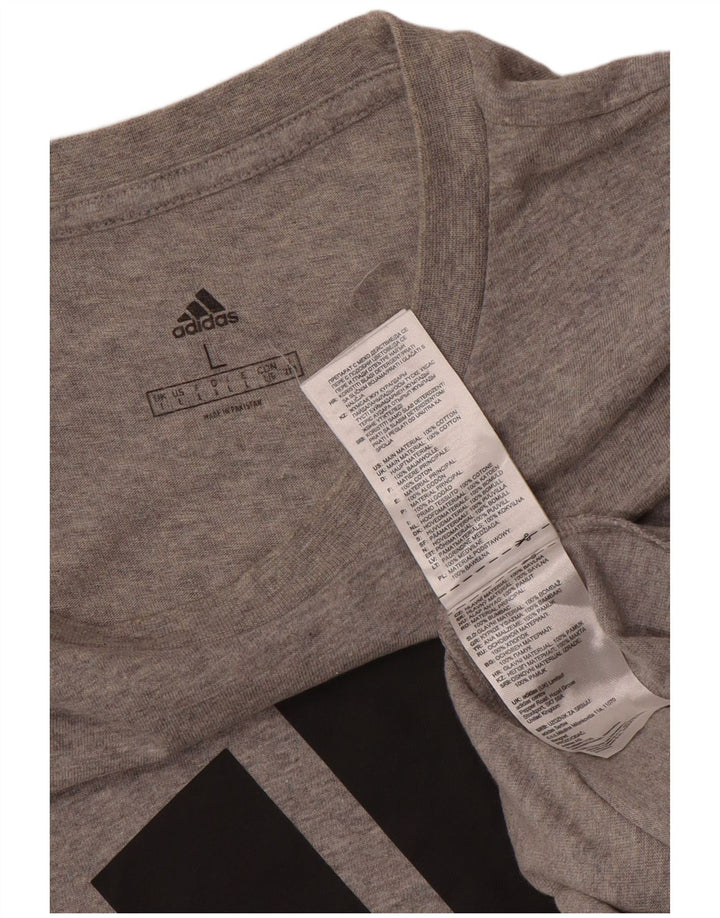 Мужская футболка с рисунком ADIDAS, большой серый хлопок