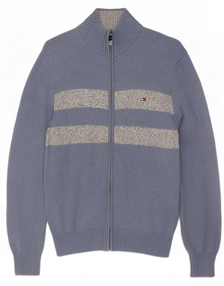 Мужской кардиган Tommy Hilfiger, хлопковый свитер среднего синего цвета с цветными блоками