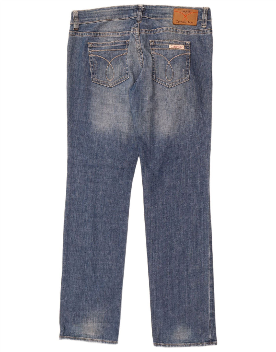 Женские потертые прямые джинсы Calvin Klein W33 L32, синий хлопок
