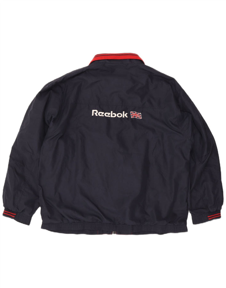 Мужской спортивный костюм Reebok с графическим рисунком, верхняя куртка XL, темно-синий, полиэстер
