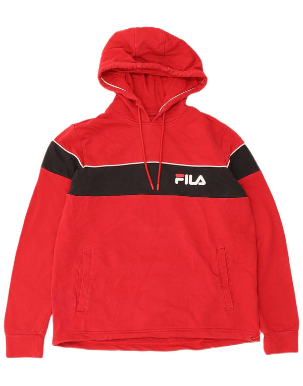 Мужской джемпер с капюшоном Fila XS, хлопок с цветными блоками, красный