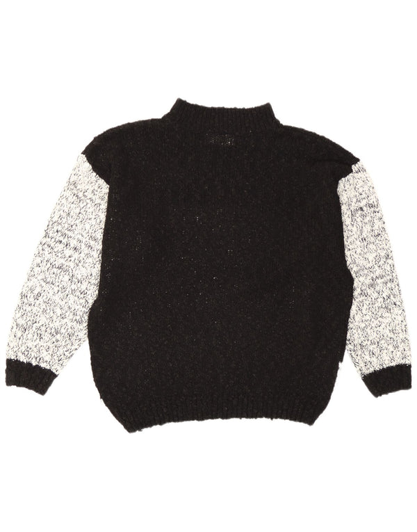 Vintage Womens Turtle Neck Jumper Sweater UK 16/18 Large Black Colourblock