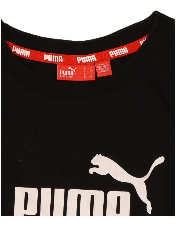 Футболка с рисунком PUMA для мальчиков, топ 15-16 лет, черная