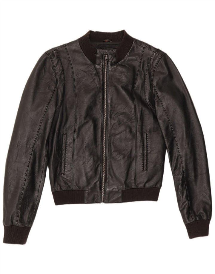 Женская укороченная кожаная куртка Conbipel IT 42 Medium Black Leather