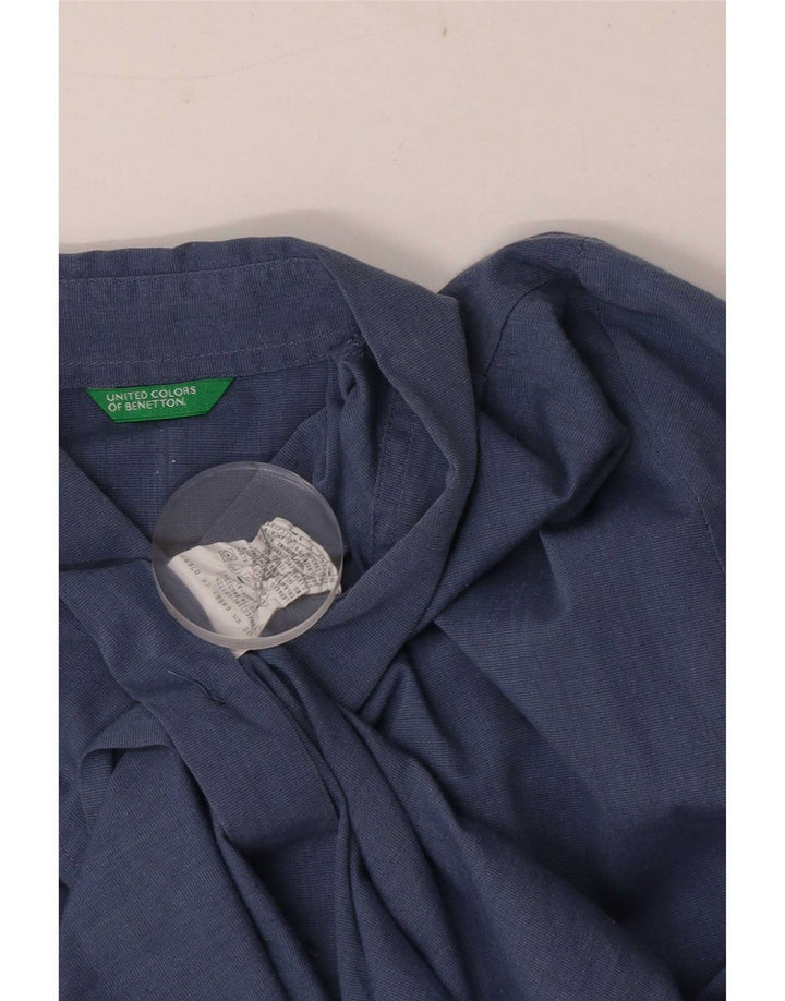 Женская рубашка Benetton UK 16, большая, темно-синяя, хлопковая