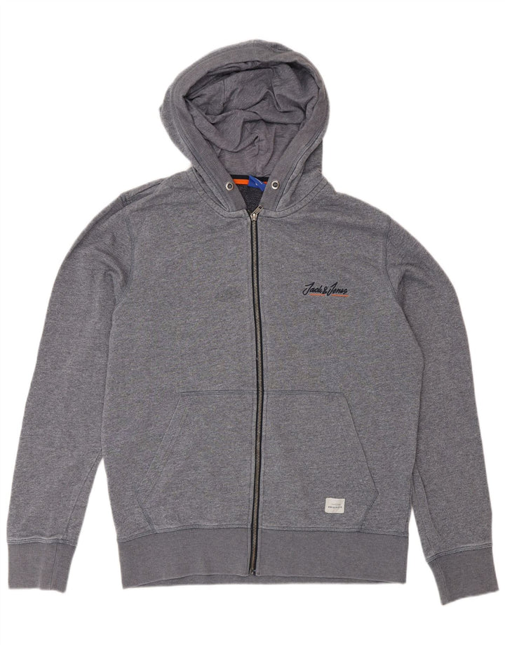 Мужской свитер с капюшоном на молнии Jack & Jones, средний серый полиэстер с крапинками