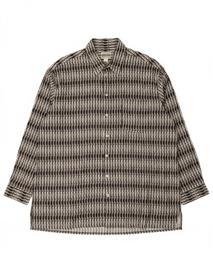 VINTAGE Mens Shirt Size 43/44 16 Large Grey Geometric Cotton
