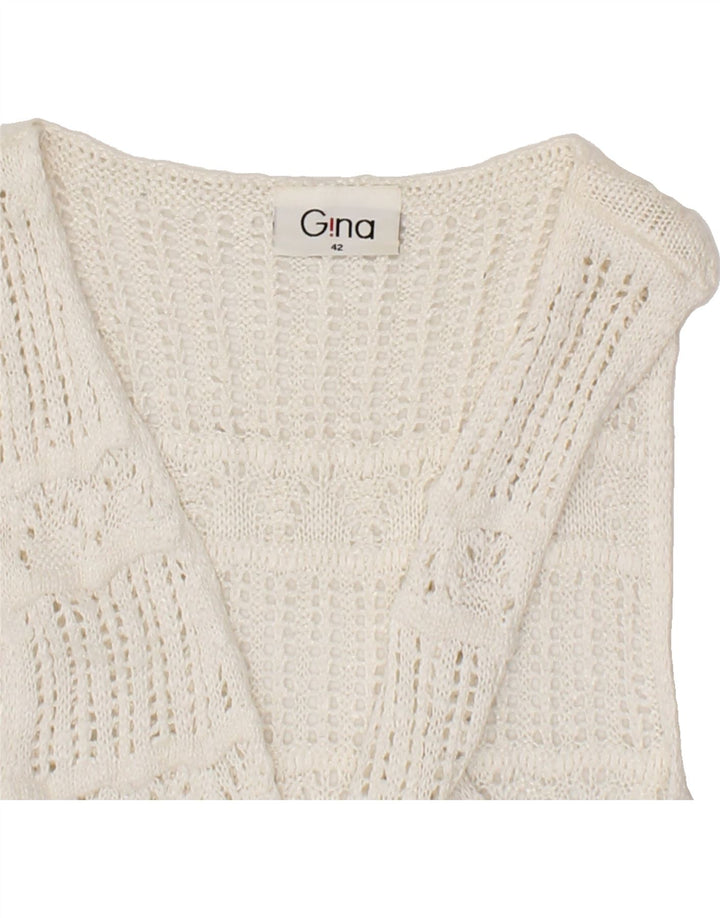 VINTAGE Womens Sleeveless Cardigan Sweater IT 42 Medium White Viscose Vintage Vintage and Second-Hand Vintage from Messina Hembry 