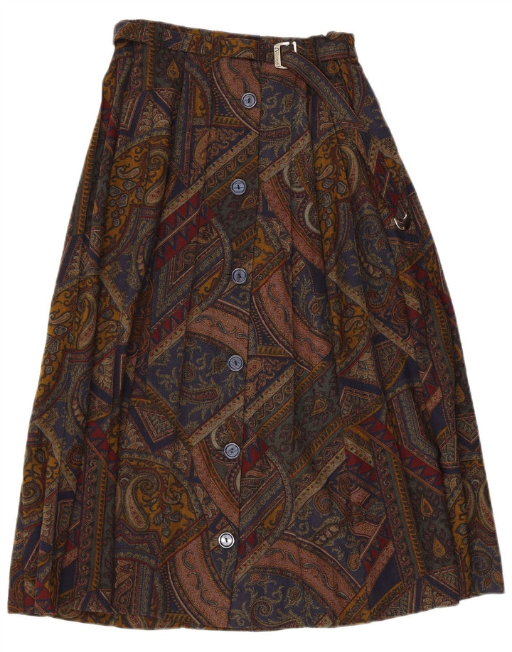 ВИНТАЖНАЯ женская юбка-трапеция с высокой талией W26, маленькая, разноцветная, с узором пейсли