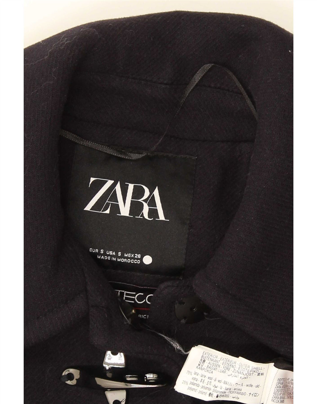 Женское пальто оверсайз Zara UK 10, маленькое темно-синее шерстяное