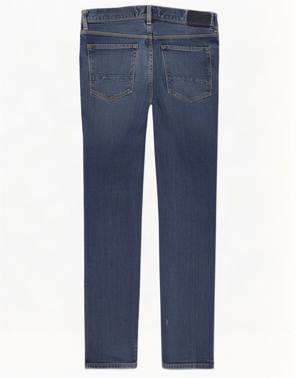 Tommy Hilfiger Мужские потертые узкие джинсы Bleecker W32 L32 Темно-синие хлопковые
