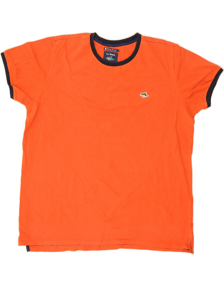 LE SHARK Mens T-Shirt Top 2XL Orange Cotton Vintage Le Shark and Second-Hand Le Shark from Messina Hembry 
