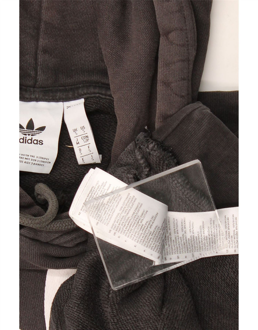 Мужской джемпер с капюшоном ADIDAS, маленький черный, хлопковый